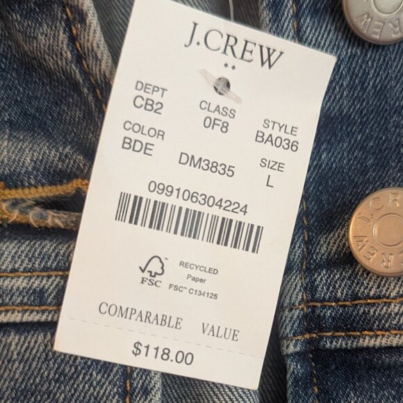 J. Crew Cropped Jean Jacket Size Large NWT - Picture 2 of 11